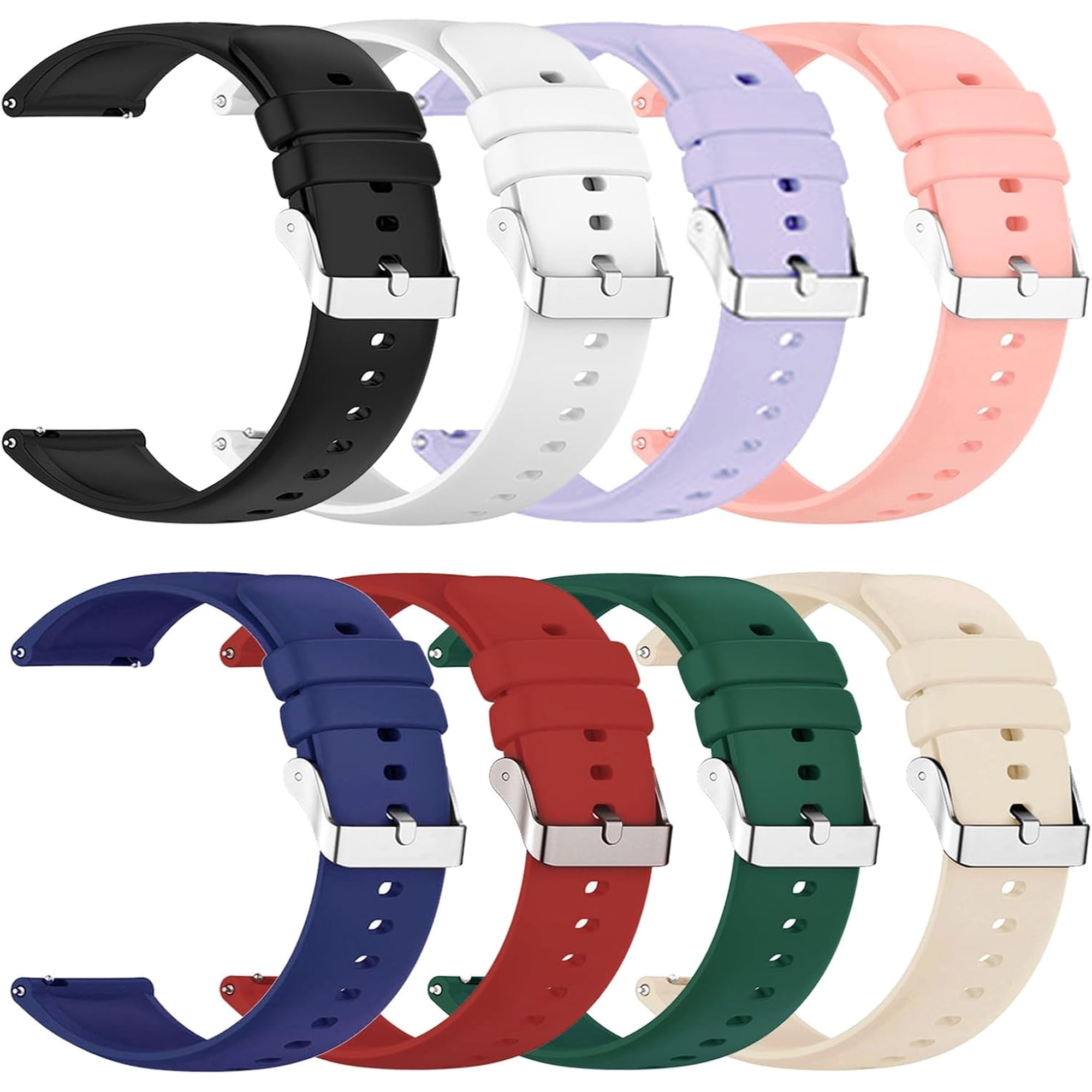 8-Pack Compatible with iTech Fusion 3 Smart Watch Bands, Soft Silicone Adjustable Wristband Straps Replacement Bands（24mm）