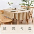 thumbnail image 4 of Faux Linen Oval Tablecloth Heavy Duty Wrinkle Resistant Fabric Table Cloths 60 x 102 Inch Flaxen Farmhouse Rustic Table Cover for Kitchen Dining Indoor Outdoor Tabletop Decoration, 4 of 6