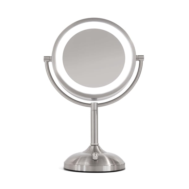Espejo de sobremesa JERDON iluminado con LED de 10X/1X, niquelado