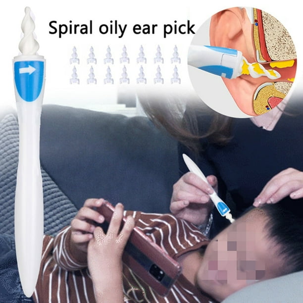 Nettoyant Oreille, Kit de nettoyage d'oreille sûr avec 16 têtes de  rechange, SiliCône en spirale