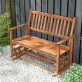 thumbnail image 4 of Costway Patio Glider Loveseat Chair Swing Rocking Bench with Slatted Seat & Curved Backrest Natural, 4 of 9