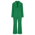 thumbnail image 5 of ZACPNCV Women's Solid Color Matching Long Sleeve Button Coat Trousers Suit Green, 5 of 7