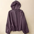 thumbnail image 4 of Cotton Linen Hoodie Tops Womens Summer Long Sleeve Button Jackets Light Weight Casual Gauze Breathable Cardigan Blouses Purple M, 4 of 4