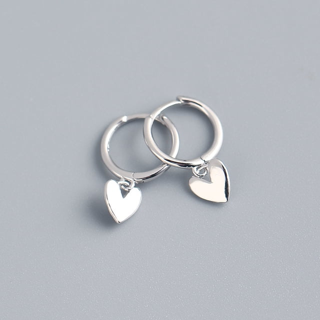 Pendientes de plata de ley S925 con temperamento INS de corazón, hebilla para la oreja, pendientes de botón de plata pequeños y frescos de Super Fairy
