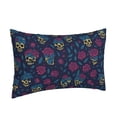 thumbnail image 7 of LNWH Rectangle Pillow Cover, Cartoon Skulls Roses Blue Cushion Covers Pillowcase for Couch Bedroom Sofa, 20"x30", 7 of 7