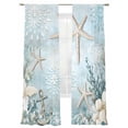 thumbnail image 2 of Ocean Starfish Anchor Sheer Curtains 84 Inches Long 2 Panels Retro Coral Flower Blue Theme Light Filtering Semi Sheer Window Curtains Drapes for Bedroom Living Room 52"x84", 2 of 7