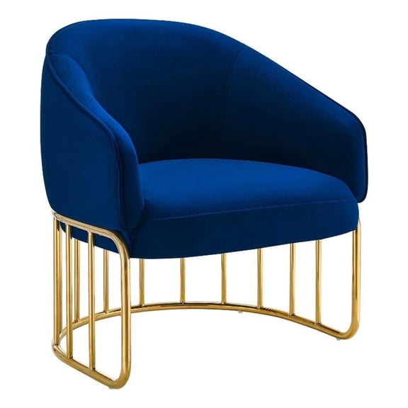 Maklaine Contemporary Performance Velvet Armchair in Navy Blue