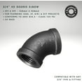 thumbnail image 3 of Ironwerks Designs 3/4" Elbow, 45 Degree Black Pipe Fittings - Decorative Pipe Dcor, Metal Pipe Furniture [20-Pack], 3 of 7