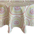 thumbnail image 5 of Newbridge 70 Inch Round Fabric Tablecloth, Coral and Green Circle Stitch, Indoor Outdoor No Iron Soil Resistant Dining Room, Party and Banquet Table Cover, Modern Boho Chic Print, 5 of 5