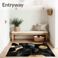 thumbnail image 3 of ODIKA 5'x7' Machine Washable Non-Slip Area Rug, Metropolitan Ebony With Radiant Gilt Strokes High Traffic Rug, Black, 87329, 3 of 7