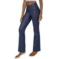 thumbnail image 4 of 90 Degree By Reflex Women's Crossover Waistband Faux Leather Flared Leg Athletic Yoga Pants, 4 of 6