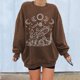 thumbnail image 1 of Puntoco Mujeres Casual Manga Completa Cuello Redondo tops Camisas Sueltas Blusa Estampado de Sol y Luna Sudadera Gráfica Puntoco Puntoco-5362, 1 of 5
