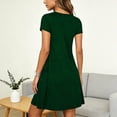 thumbnail image 5 of SROBPTY Women Solid Crew Neck Short Sleeve Pocket Mid Calf Sleepshirt Dress Green, XL, 5 of 5