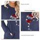 thumbnail image 3 of Camiseta de Mujer Patrón de Sombrero de Navidad Manga de Hombro Caído Cuello Redondo Top Informal con Bolsillo Azul Marino XXL, 3 of 4