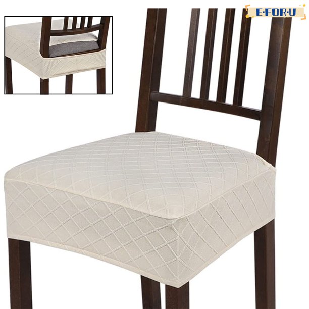 Stretch Dining Chair Seat Covers Set of 6, Soft Removable Washable Seat Covers for Dining Chairs