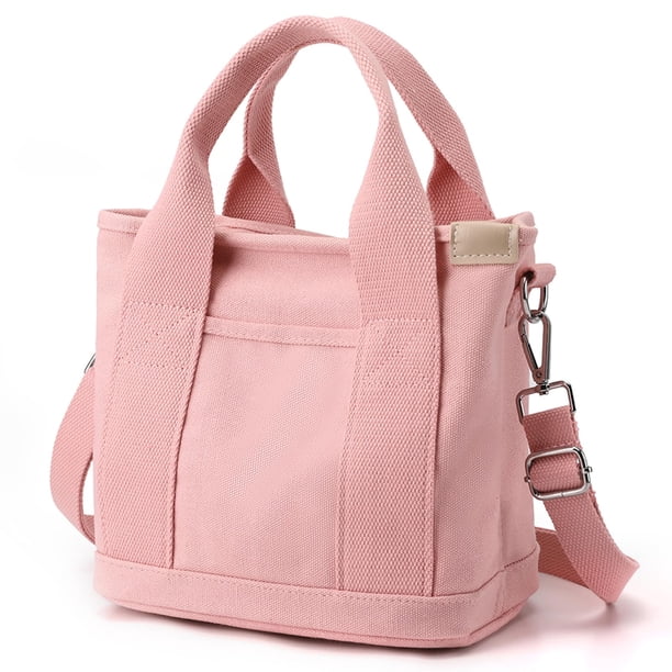 Bolso de mano de lona para mujer pequeño bolso de mano con cremallera bolso bandolera de lona bolso de hombro con compartimentos