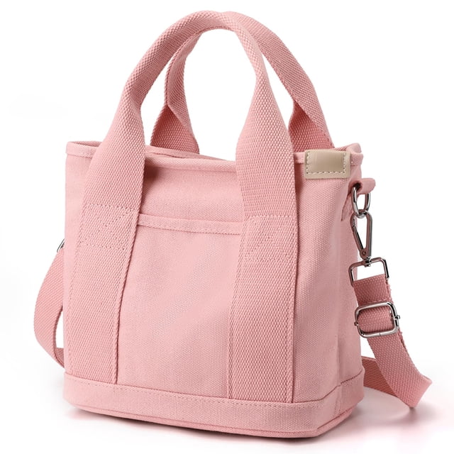 Bolso de mano de lona para mujer pequeño bolso de mano con cremallera bolso bandolera de lona bolso de hombro con compartimentos