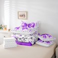thumbnail image 4 of Erosebridal Purple Bow Bedding Queen Size,Spring Garden Bedding Sets Queen Size,Kawaii Bowknot Comforter Sets with Sheets,Ultra Soft Floral Bedroom Decorative,Reversible,7 Pieces, 4 of 6