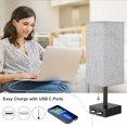 Bedside Table Lamp,Nightstand Lamp with 2 USB Charging Ports and Pull