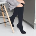 thumbnail image 6 of Knee High Socks for Women – 4 Pairs Solid & Striped Color Cotton Long Socks, Size 6-10, 6 of 11