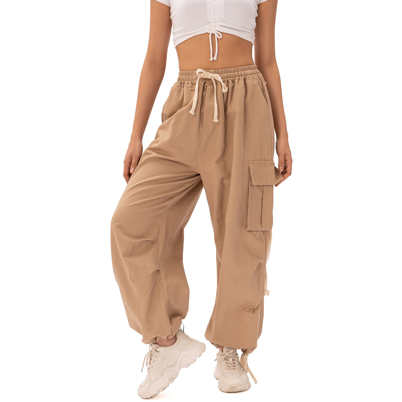 Gothic Cargo Pants Women Baggy High Waisted Y2k Pants Wide Leg with ...