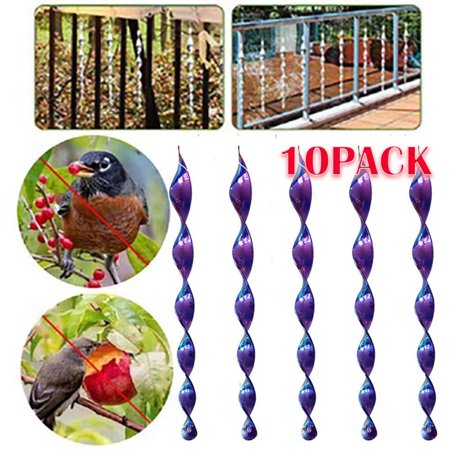 Bird Repellent Rod Twisting Reflective Scare Rod Bird Deterrent Rod for Garden Yard-10Pack