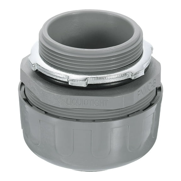 Liquid Tight Connector, 2" NPT Plastic 180 Degree Conduit Fitting, Gray