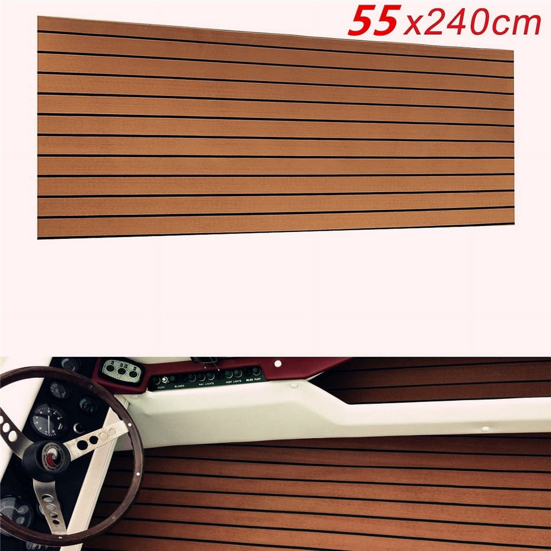 Brown EVA Foam Teak Sheet Marine Flooring Car Boat Non-slip Pad Thickness 0.24"