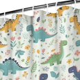 thumbnail image 3 of LightColor Dinosaurs Floral Pattern Shower Curtain 36"x72" ,Bathroom Decorative Shower Curtains Set with 12 Hooks,Modern Waterproof Washable Shower Curtain, 3 of 6