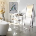 thumbnail image 3 of Sleek Brushed Brass Rectangular Full Length Standing Mirror, 3 of 9