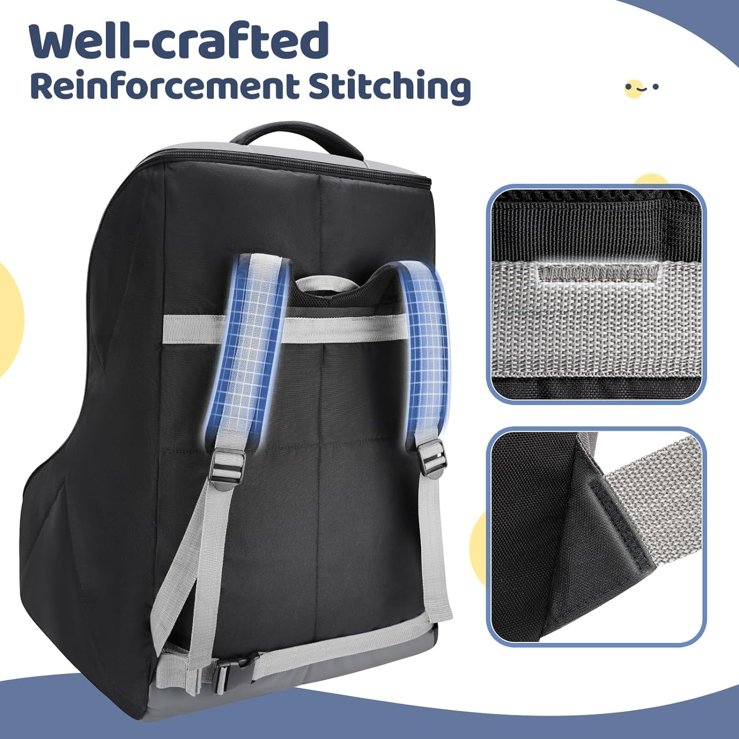 Padded Car Seat Travel Bag for Airplane Travel and Heavy Duty Double Stroller Organizer for Bob Duallie,  City Mini GT2 and , Stroller Caddy with Detachable Cooler Bag