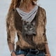 thumbnail image 1 of Puntoco Mujeres Casual tops Cruz Cuello en V Botones Impresión Manga Larga Suéteres Blusa Puntoco Puntoco-7069, 1 of 4