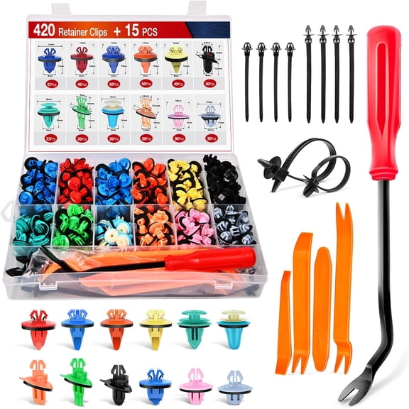 Nilight 420Pcs Fender Flare Clips & Fastener Remover 12 Most Popular Sizes Moulding Clips Door Panel Clips for Toyota Lexus, 2 Years Warranty