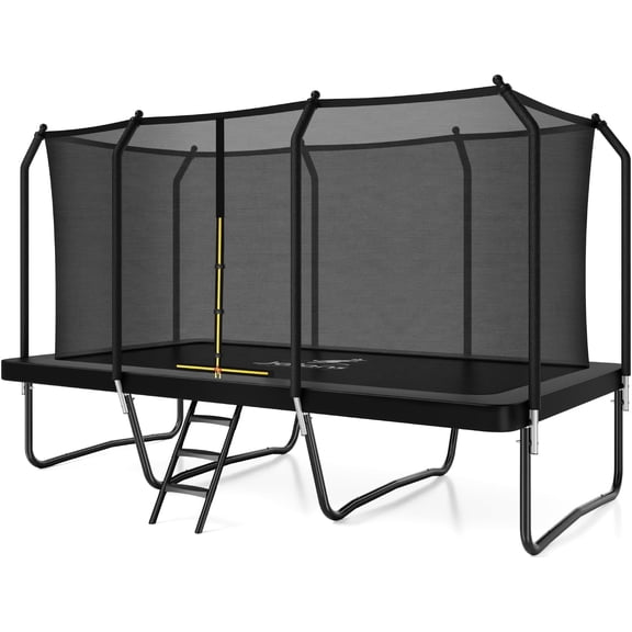 8x14 FT Rectangle Trampoline, Outdoor Square Gymnastics Trampoline with Safety Enclosure Net, Heavy Duty Recreational Trampoline for Kids Adults Backyard Play
