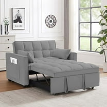 53 inch 3-in-1 Convertible Sofa Bed Pull Out Sofa, Multi - Functional Loveseat Sleeper with Adjustable Back, Side Pockets & Smooth Wheels, Velvet Upholstered for Living Room, Gray