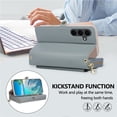 thumbnail image 6 of Wallet Case for Samsung Galaxy S25 Plus 5G 6.7-inch, Litchi Leather Flip Zipper Purse Cover with Card Holder, Heart Makeup Mirror, Crossbody Lanyard, Kickstand Shockproof Protective Phone Case ﻿,Blue, 6 of 11