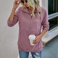thumbnail image 3 of Sudadera con capucha de manga larga con bolsillo y cremallera para mujer, 3 of 8
