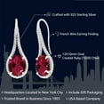 thumbnail image 2 of Gem Stone King 925 Sterling Silver Red Created Ruby Drop Dangle Earrings for Women | 10.00 Cttw | Gemstone July Birthstone | Oval 12X10MM | 1.18 inch, 2 of 6