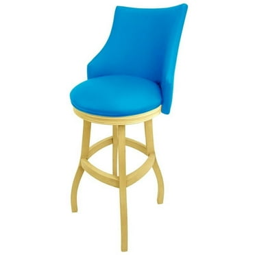 Tobias Designs Bellissima 34" Wood Extra Tall Bar Stool in Carolina Blue/ Beige
