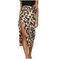 thumbnail image 2 of Womens Skirt Leopard Print Wrapped Chiffon Mid Length Skirts (Brown S), 2 of 4