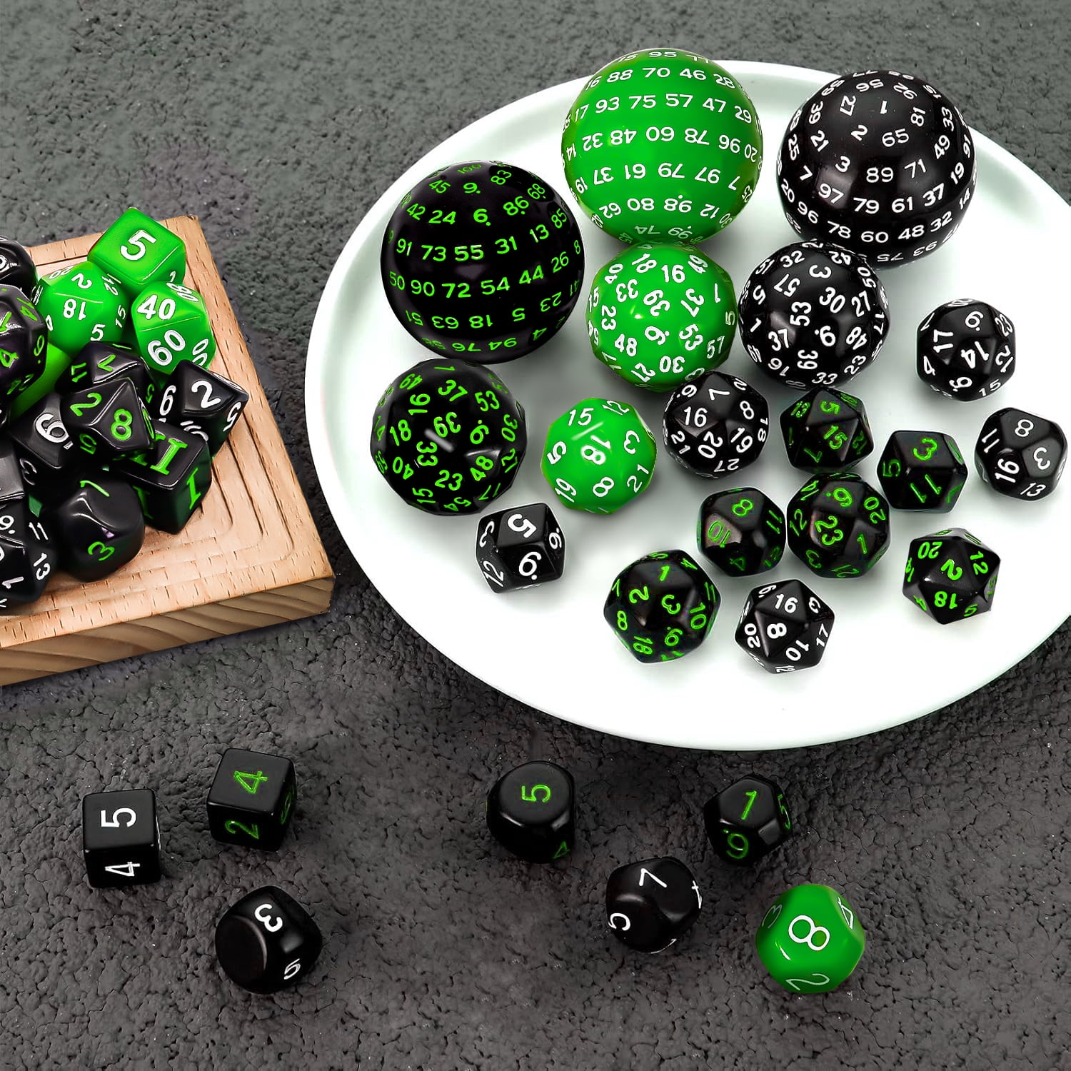 SWAJUJA 3 Set Complete D3-D100 DND Polyhedral Dice Set 100 Sided Dice Multisided D100 Dice for Role Playing Table Games Party (Black & Purple, Black & White, Purple & White)