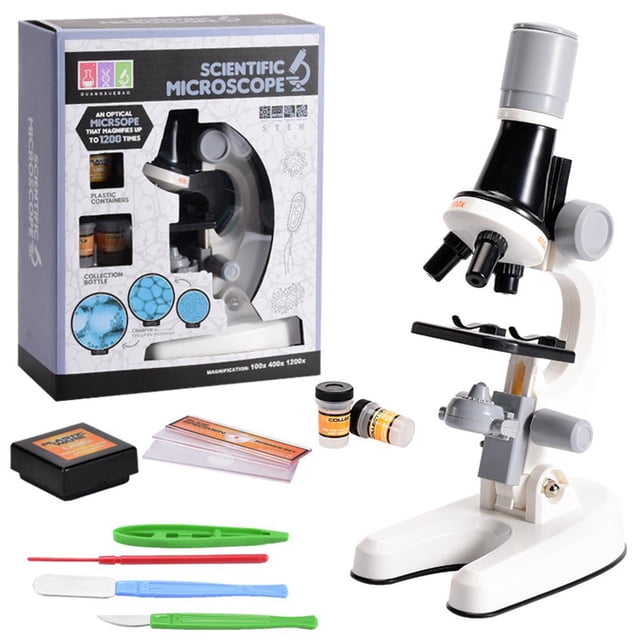 Kit de microscopio para niños 100X 400X 1200X microscopio para estudiantes para principiantes kits de ciencia juguete educativo para niños