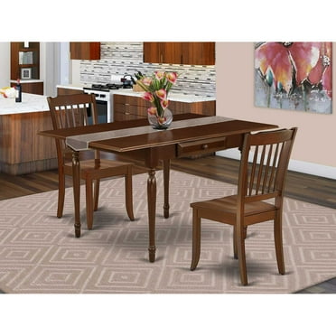 East West Furniture Monza 3-piece Traditional Wood Dining Room Set in Mahogany