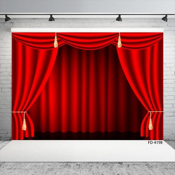 Red Curtain Carnival Stage Photo Backgrounds Customized Shows Backdrops Photography Props for Children Baby Birthday Photoph