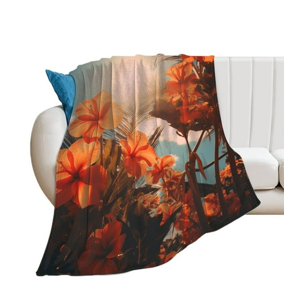 Hawaiian Style Blankets Flannel Blanket with Soft Throw Blanket for Couch, Bed, Sofa Luxurious Warm And Cozy for All Seasons
