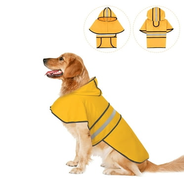 VacYaYa Dog Raincoat Hooded Poncho,Velcro Adjustable Waterproof Dog Raincoat Lightweight Reflective Tape Pet Slicker for Large Dogs(Yellow,L)