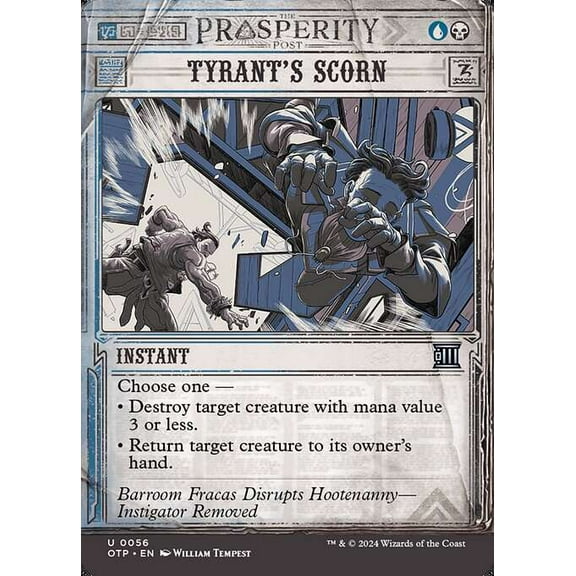 MtG Outlaws of Thunder Junction Breaking News Uncommon Tyrant's Scorn (Prosperity Showcase FOIL) #56