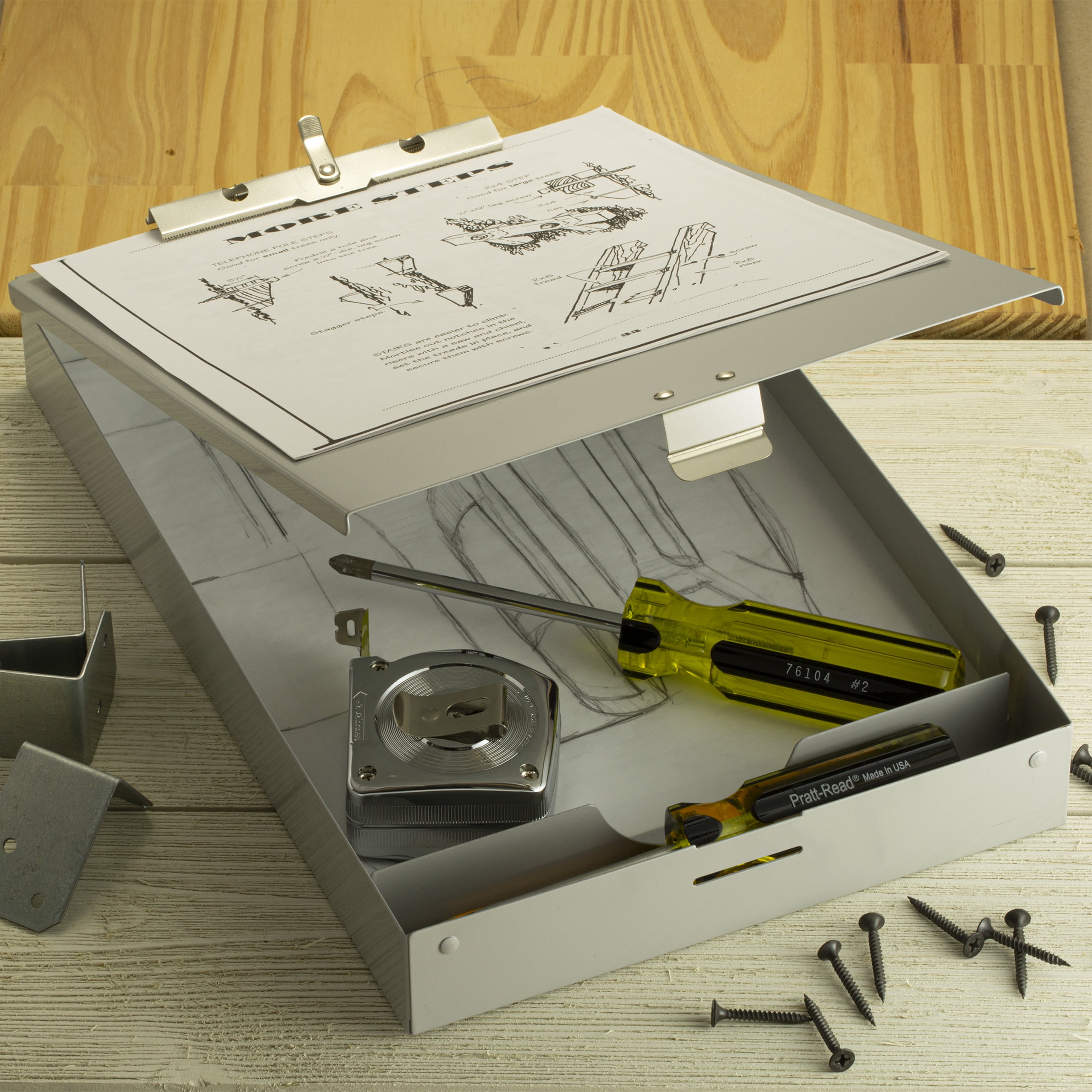 Officemate Aluminum Storage Clipboard & Form Holder, Steel Clip, 8 1/2 x 12 inches, Silver (83200)
