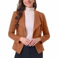 thumbnail image 6 of XFLWAM Womens Faux Suede Jacket Lapel Draped Open Front Cardigan Casual Trendy Suede Blazer Cropped Coats, 6 of 9