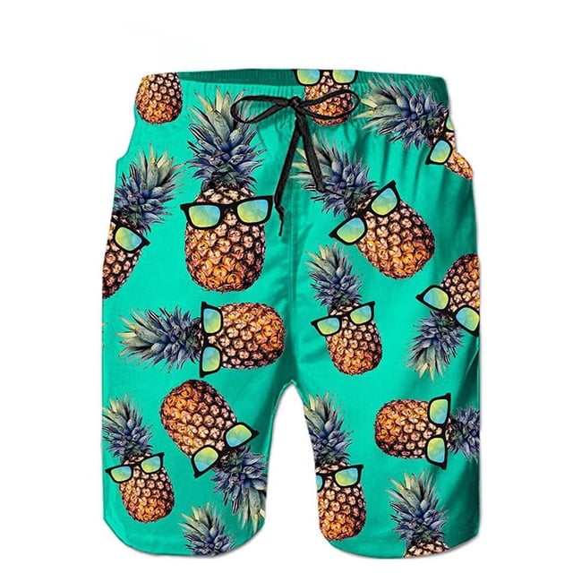 Bañador divertido de piña para hombre, pantalones cortos de playa para tabla de Surf, ropa deportiva, traje de baño, calzoncillos de verano, XXS-6XL Fivean unisex